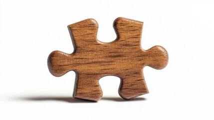 Fototapeta premium Handcrafted Wooden Puzzle Piece on White Background
