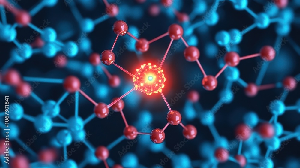 Poster abstract concept of drug targeting in molecular structure