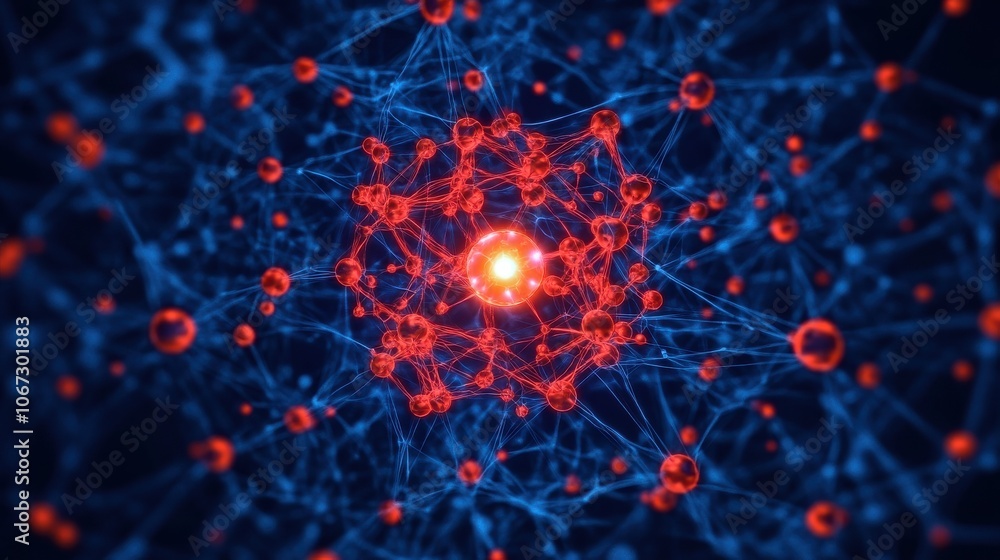 Poster abstract concept of drug targeting in molecular structure