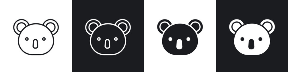 Koala head icon in thin outlined.