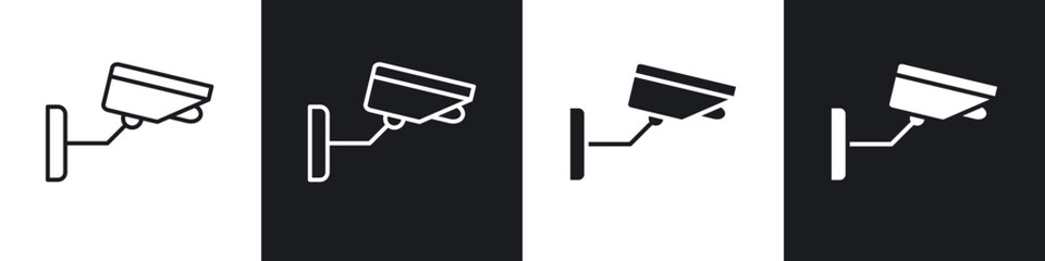 Security camera outlined and solid icon vector collection.