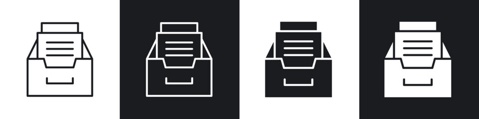 Archive outlined and solid icon vector collection.