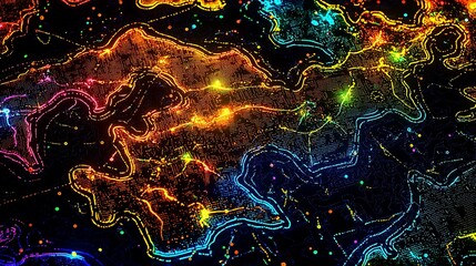 Neon Glowing Colorful Seamless Pattern Design
