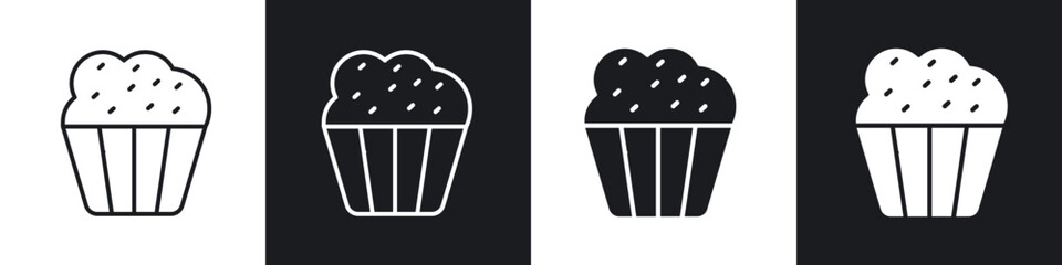 Muffin icon in thin outlined.