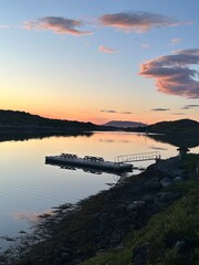 Floating dock in the summer evening