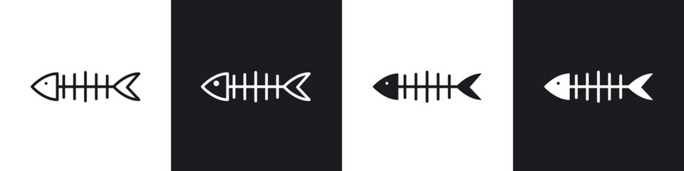Fishbone icon in thin outlined.