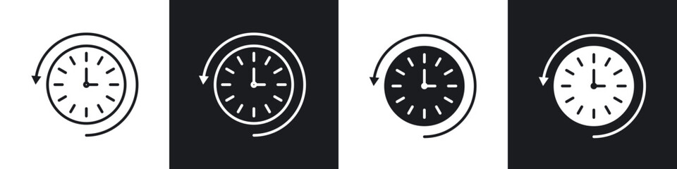 Rewind time icon in thin outlined.
