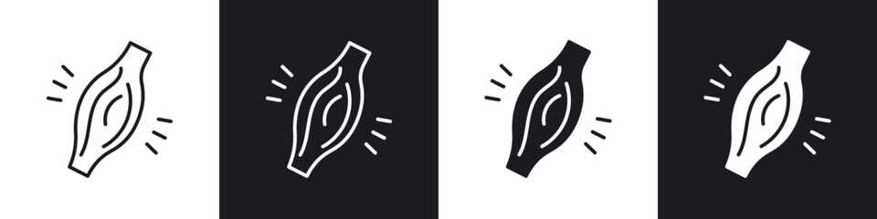 Myalgia icon in thin outlined.