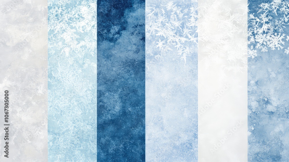 Poster soft gradient from icy blue to snowy white, with faint snowflake textures blending in, creating a se