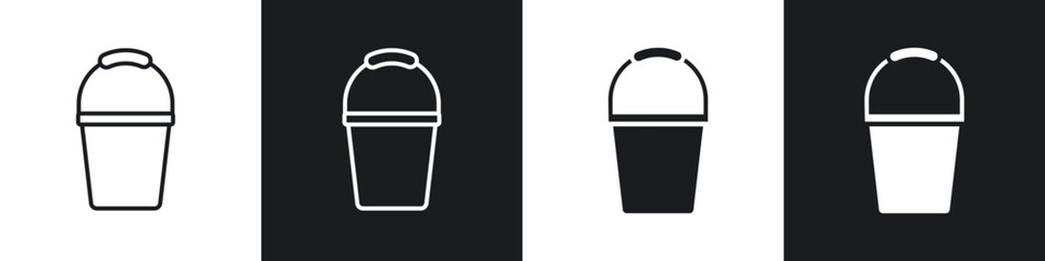 Water bucket icon in thin outlined.