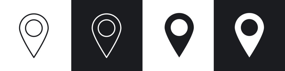 Navigation pin icon in thin outlined.