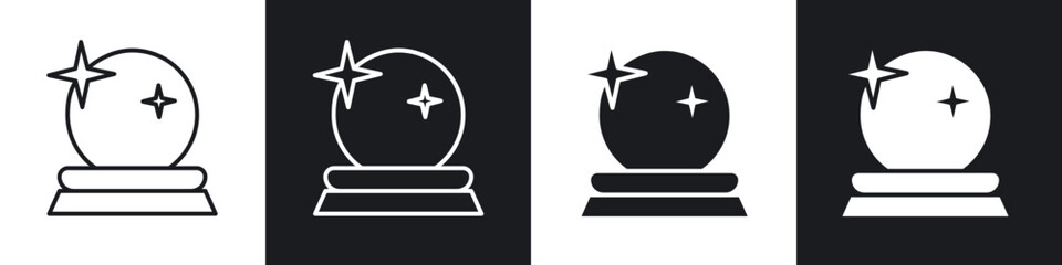 Crystal ball icon in thin outlined.