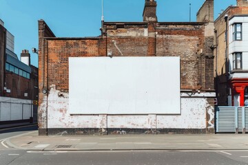 Blank white billboard advertisement white board.
