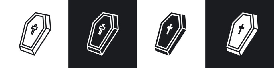 Coffin icon in thin outlined.