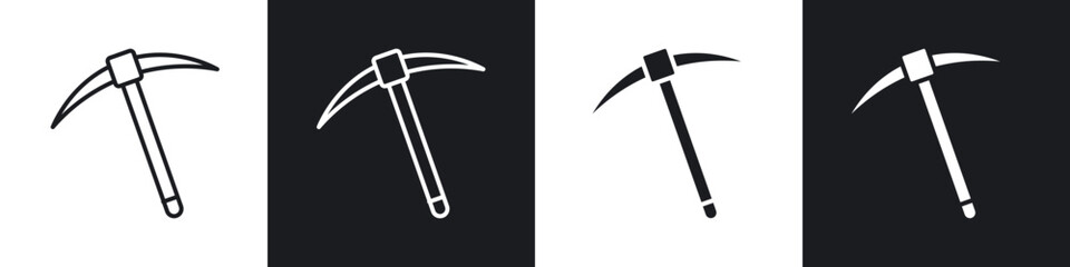 Pick axe icon in thin outlined.