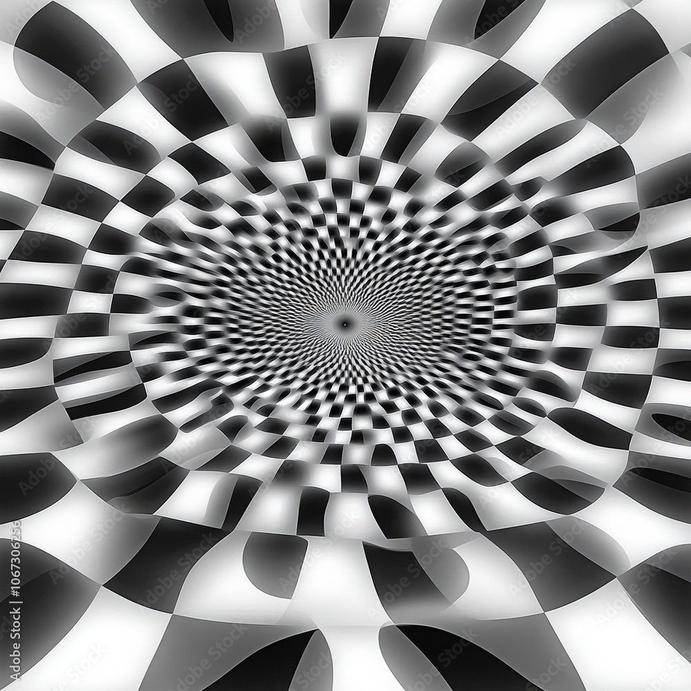 Poster intricate optical illusions design, a captivating visual experience that plays with perception and c