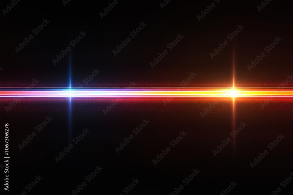 Poster geometric refraction glow, vibrant lines bending through darkness, creating a mesmerizing visual eff