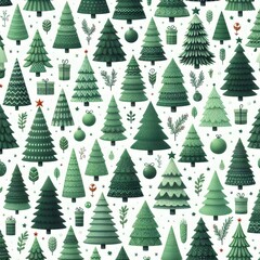 Seamless pattern with christmas trees. Isolated on white.