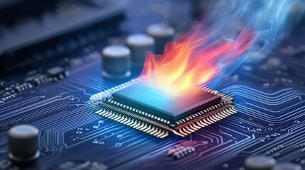 CPU Overheating with Fire and Smoke Effect