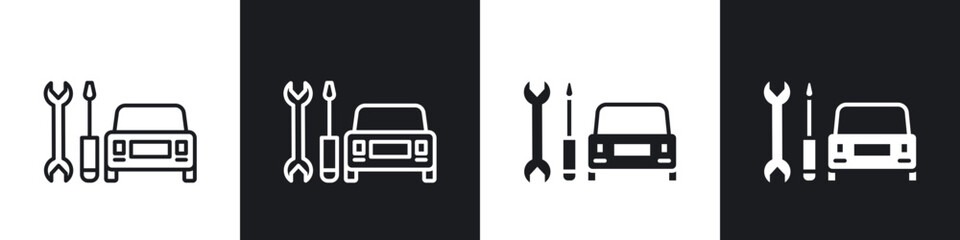 Car repair icon in thin outlined.