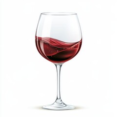 Elegant glass of red wine swirling, showcasing rich color and refinement, isolated against a clean white backdrop