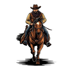 Obraz premium Cowboy Riding Horse
