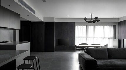 Fototapeta premium Minimalist Condo with Chic Monochrome Color Scheme