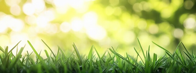 Green Grass Blades with Bokeh Background