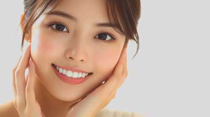 Fototapeta premium Radiant Asian Woman with Glowing Skin