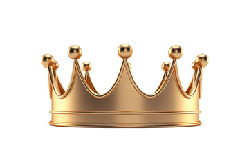 Shiny gold crown isolated on transparent or white background, png