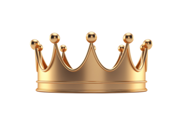 Shiny gold crown isolated on transparent or white background, png