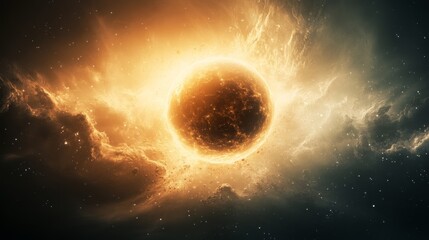 Obraz premium Abstract diagram of planetary formation, showcasing cosmic theories and processes, vibrant colors, intricate designs, space exploration theme