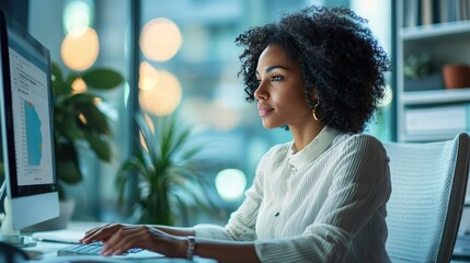 HR coordinator managing employee files and databases on a computer. 
