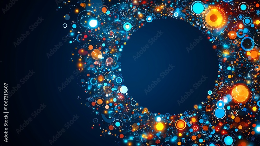 Poster clean tech inspired design with colorful circles