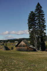 Fototapeta premium authentic wood house in the mountains
