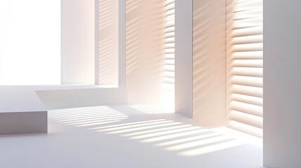 Obraz premium Concept packaging of window blinds, elegantly labeled, isolated on a white background, highlighting brand clarity.