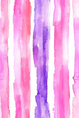 Fototapeta premium Vertical Watercolor stripe seamless pattern. Watercolour hand drawn striped texture on white background.