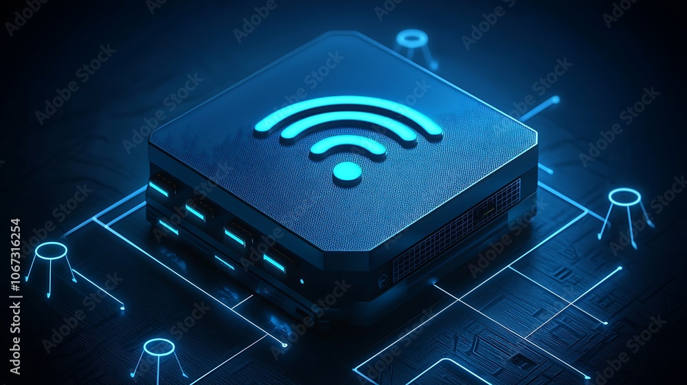 Poster modern icon for app featuring computer technology