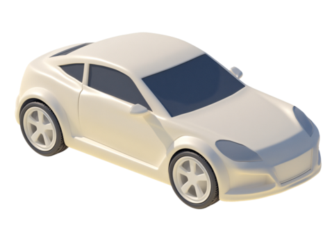 a white car with black wheels