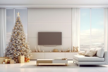 Fototapeta premium Modern Living Room christmas architecture furniture.