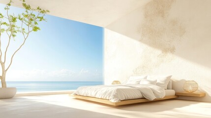 Serene Feng Shui Bedroom, soothing colors, organic textures, harmonious layout, designed for tranquility and restful sleep
