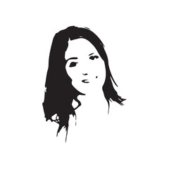 Cute female black sketches vector art on white background 