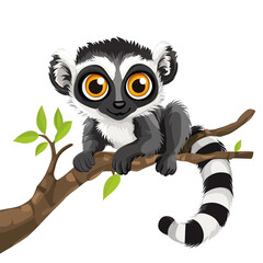 Cute Lemur Sitting on a Branch