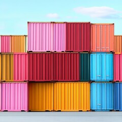 Fototapeta premium Cargo containers at port ready for transport, international logistics