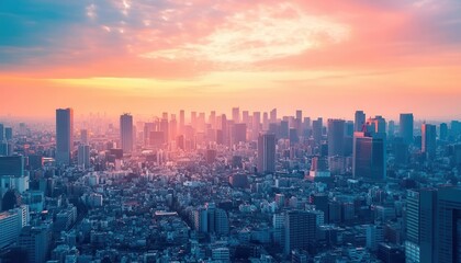 Fototapeta premium Modern cityscape with empty space for logo or text, vibrant tones, business template, corporate feel