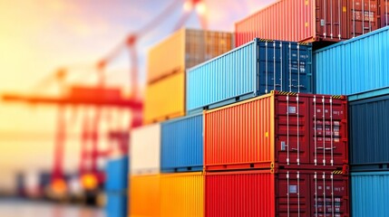 Fototapeta premium Cargo containers in port, organized and ready for transport