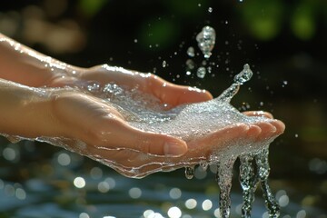 Fototapeta premium hand washing with water