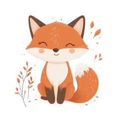 Obraz premium Cute Cartoon Fox Illustration