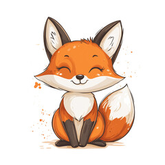 Obraz premium Cute Cartoon Fox with a Smile