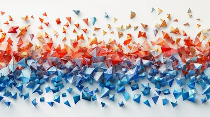 Fototapeta premium Abstract polygonal background, triangles elements in colors, Flying polygonal geometric shapes background.